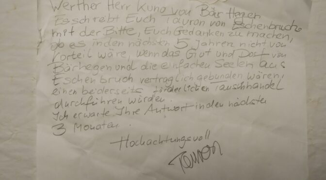 Ein Brief an den Herr von Bärhegen